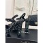 Chanel Heel 12cm Platform 4cm Sandals Tweed Black 2024