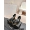 Chanel Gold Heel Calfskin Sandals Crinkled Black 2024