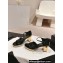 Chanel Gold Heel Calfskin Sandals Crinkled Black 2024