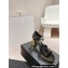 Chanel Gold Heel Calfskin Sandals Crinkled Black 2024