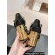 Chanel Gold Heel Calfskin Sandals Crinkled Black 2024