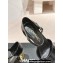 Chanel Gold Heel Calfskin Sandals Crinkled Black 2024