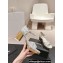 Chanel Gold Heel Calfskin Sandals Dotted White 2024