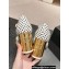 Chanel Gold Heel Calfskin Sandals Dotted White 2024