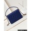 Chanel Grained Calfskin & Gold-Tone Metal Flap Bag with Top Handle Blue 2024