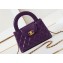 Chanel Shiny Crumpled Calfskin & Gold-Tone Metal Mini Shopping Bag AS4416 Purple 2024