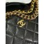 Chanel Grained Shiny Calfskin & Gold-Tone Metal Pouch Bag AP3943 Black 2024
