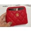 Chanel Grained Calfskin & Gold-Tone Metal Zip Coin Purse AP2061 Red 2024