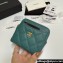 Chanel Grained Calfskin & Gold-Tone Metal Zip Coin Purse AP2061 Green 2024
