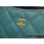 Chanel Grained Calfskin & Gold-Tone Metal Zip Coin Purse AP2061 Green 2024