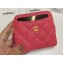 Chanel Grained Calfskin & Gold-Tone Metal Zip Coin Purse AP2061 Peach Red 2024