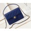 Chanel Grained Calfskin & Gold-Tone Metal Flap Bag with Top Handle Blue 2024