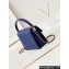 Chanel Grained Calfskin & Gold-Tone Metal Flap Bag with Top Handle Blue 2024