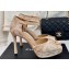 Chanel Heel 10.5cm Platform 2cm Sandals Beige/Crystals CC Logo 2024