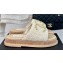 Chanel Gold Pearl CC Logo Mules Tweed Beige 2024