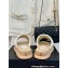 Chanel Gold Pearl CC Logo Mules Tweed Beige 2024
