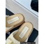 Chanel Gold Pearl CC Logo Mules Tweed Beige 2024