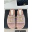 Chanel Gold Pearl CC Logo Mules Tweed Pink 2024