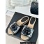 Chanel Heel 4cm Camellia and CC Logo Mules Print Black 2024