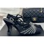 Chanel Heel 8.5cm Crystal Mesh Slingbacks Suede Black 2024