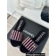 Chanel CC Logo Braided Striped Mules Knit Black/Pink 2024