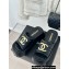 Chanel Heel 7cm Gold CC Logo Platform Mules Leather Black 2024
