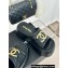 Chanel Heel 7cm Gold CC Logo Platform Mules Leather Black 2024