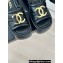 Chanel Heel 7cm Gold CC Logo Platform Mules Leather Black 2024