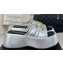 Chanel Heel 7cm Gold CC Logo Platform Mules Leather Silver 2024