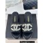 Chanel Heel 7cm Pearl CC Logo Platform Mules Raffia Black 2024