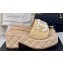 Chanel Heel 7cm Pearl CC Logo Platform Mules Raffia Beige 2024