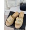 Chanel Heel 7cm Pearl CC Logo Platform Mules Raffia Beige 2024