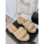 Chanel Heel 7cm Pearl CC Logo Platform Mules Raffia Beige 2024