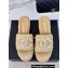 Chanel Heel 7cm Pearl CC Logo Platform Mules Raffia Beige 2024