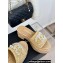 Chanel Heel 7cm Pearl CC Logo Platform Mules Raffia Beige 2024