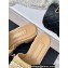 Chanel Heel 7cm Pearl CC Logo Platform Mules Raffia Beige 2024