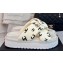 Chanel Heel 3cm CC Logo Print Crisscross Mules Leather White 2024