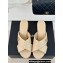 Chanel Heel 5cm CC Logo Crisscross Mules Quilting Leather Beige 2024