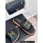 Chanel Gold Pearl CC Logo Mules Leather Black 2024