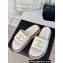 Chanel Gold Pearl CC Logo Mules Tweed White 01 2024