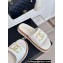 Chanel Gold Pearl CC Logo Mules Tweed White 01 2024