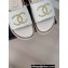 Chanel Gold Pearl CC Logo Mules Tweed White 01 2024