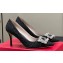 Roger Vivier Heel 8.5cm Flower Strass Buckle Pumps Crystals Black 2024