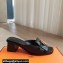 Hermes Heel 4.5cm Ilot sandals with iconic Glenan buckle in calfskin Black 2024