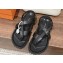 Hermes Inboard sandals in woven ribbon and calfskin Black 2024