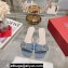 Roger Vivier Très Vivier Strass Buckle Mules in Denim Blue 2024