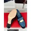 Ferragamo Heel 6cm New Vara buckle mules printed calfskin Black/Denim Blue 2024