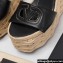 Valentino Heel 15cm Platform 7cm Vlogo Cut-Out Wedge Sandals Espadrilles in calfskin leather Black 2024