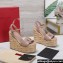 Valentino Heel 15cm Platform 7cm Vlogo Cut-Out Wedge Sandals Espadrilles in calfskin leather Nude 2024
