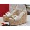 Valentino Heel 15cm Platform 7cm Vlogo Cut-Out Wedge Sandals Espadrilles in calfskin leather White 2024